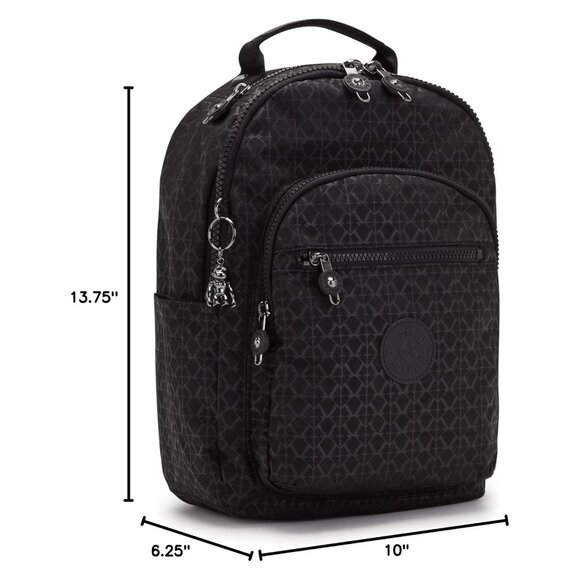 Kipling Seoul Medium Nylon Zipp Signature Backpack - Black - Picture 5 of 10